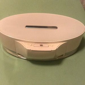 White LG stereo sound system iPhone 7 compatible